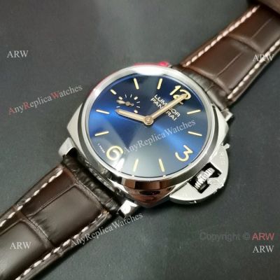 Copy Panerai Luminor Due PAM00728 Watch Blue Dial Brown Leather Strap